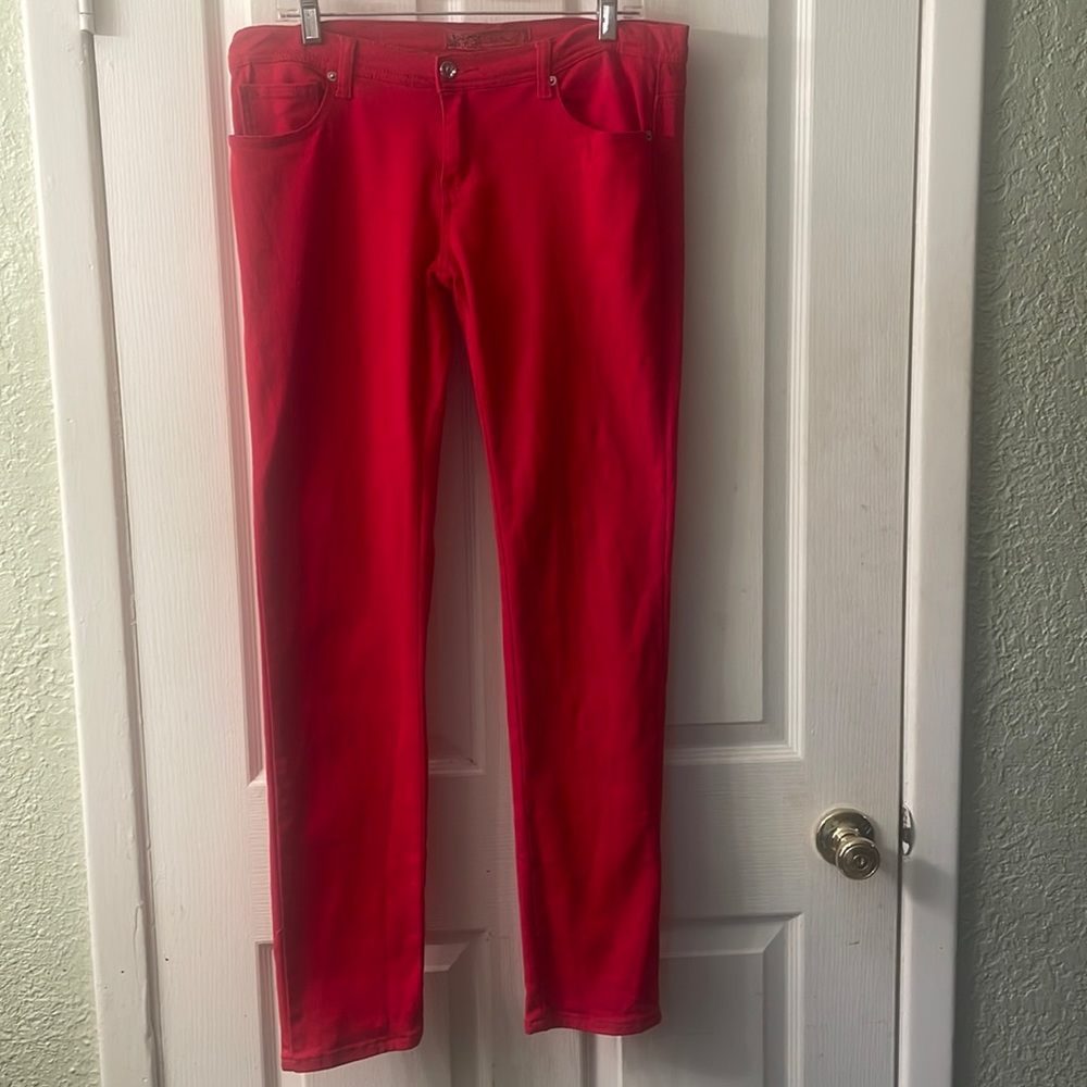 Solid Red Denim straight leg jeans size 13/14 juniors